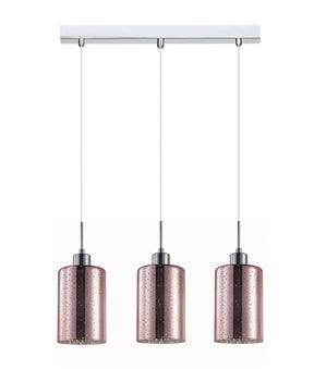 ESPEJO4: Interior Iron & Rose Gold Oblong Glass with Dotted Effect Pendant Lights