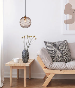 ESPIRAL: Interior Wine Glass Shade Wavy Finish Round Pendant Lights