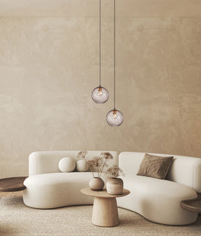 ESPIRAL: Interior Wine Glass Shade Wavy Finish Round Pendant Lights
