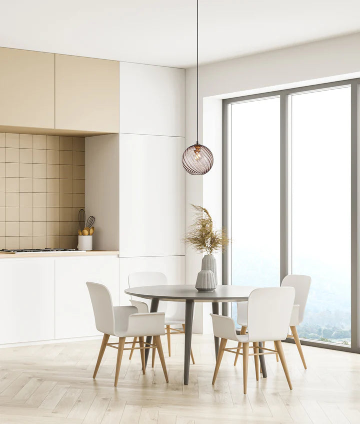 ESPIRAL: Interior Wine Glass Shade Wavy Finish Round Pendant Lights