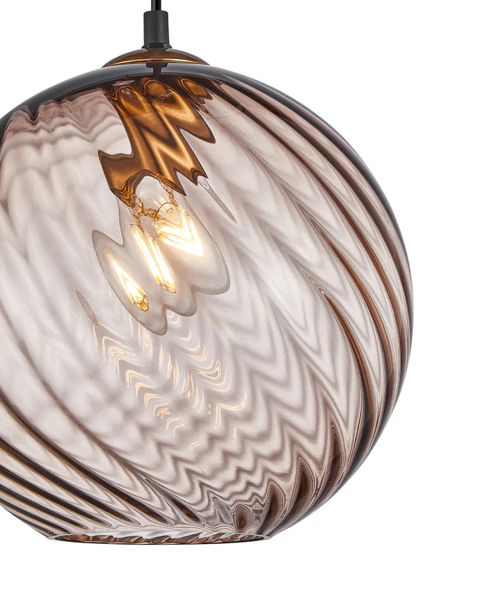 ESPIRAL: Interior Wine Glass Shade Wavy Finish Round Pendant Lights