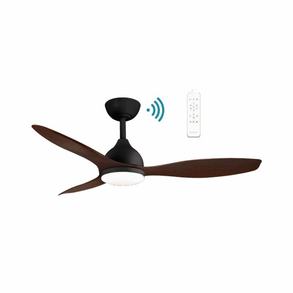 Elite DC 1320mm 3 ABS Blade WIFI & Remote Control Ceiling Fan with Variable Dim 18w CCT LED Light Matt Black/Walnut