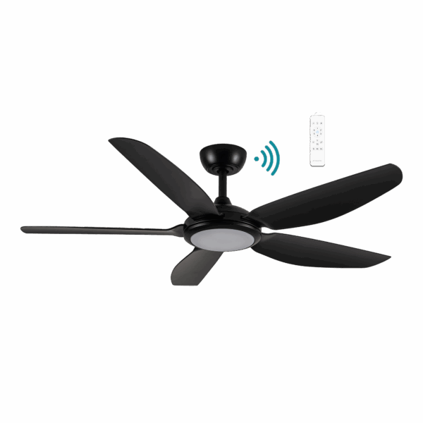 Esprit DC 1320mm 5 ABS Blade WIFI & Remote Control Ceiling Fan with Variable Dim 20w CCT LED Light Matt Black