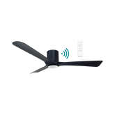 Fresno DC Close to Ceiling 3 ABS Blade 1320mm Hugger WIFI & Remote Control Ceiling Fan with Variable Dim 16w CCT LED Light Matt Black