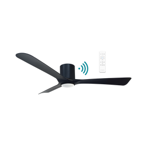 Fresno DC Close to Ceiling 3 ABS Blade 1320mm Hugger WIFI & Remote Control Ceiling Fan with Variable Dim 16w CCT LED Light Matt Black