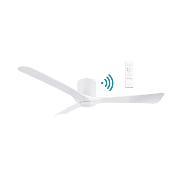 Fresno DC Close to Ceiling 3 ABS Blade 1320mm Hugger WIFI & Remote Control Ceiling Fan with Variable Dim 16w CCT LED Light Matt White