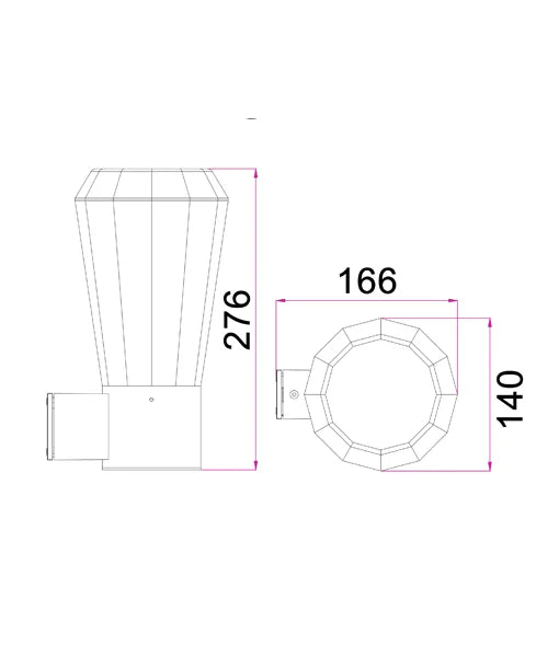 GEB Exterior LED Dark Grey Tapered Surface Mounted Wall Light IP54