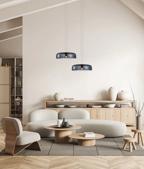 GELATINA: Interior Dome Glass with Brass Highlight Pendant Lights