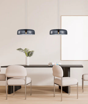 GELATINA: Interior Dome Glass with Brass Highlight Pendant Lights