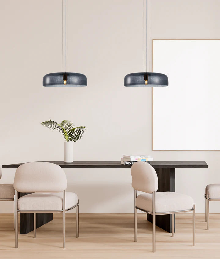 GELATINA: Interior Dome Glass with Brass Highlight Pendant Lights