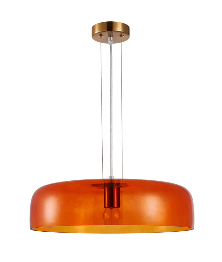 GELATINA: Interior Dome Glass with Brass Highlight Pendant Lights