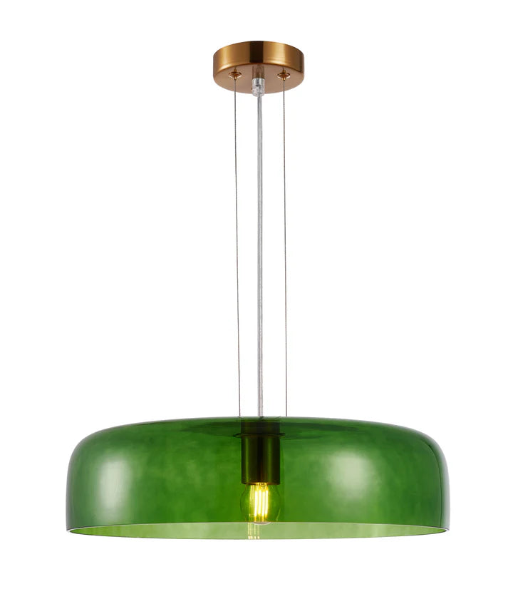 GELATINA: Interior Dome Glass with Brass Highlight Pendant Lights