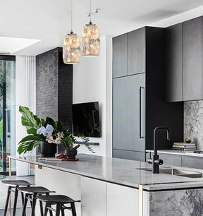 GLAZE: Stone Mosaic Hand Blown Glass Pendant Lights