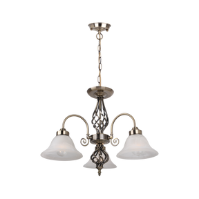Geneva P3 Brass Iron 3 Light E27 Pendant Antique Brass