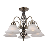 Geneva P5 Brass Iron 5 Light E27 Pendant Antique Brass