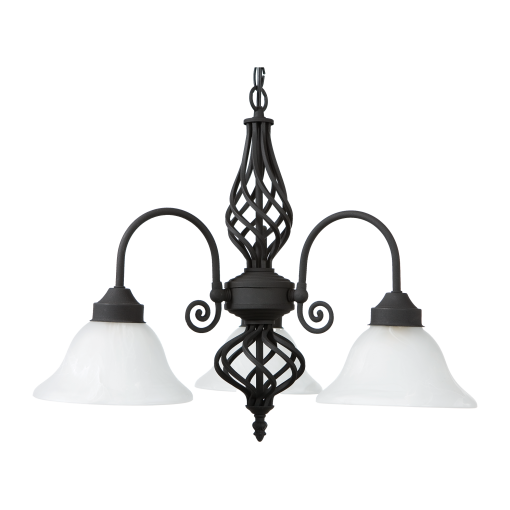 Geneva P3 Blk 3 Light E27 Pendant Black