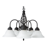 Geneva P5 Blk 5 Light E27 Pendant Black