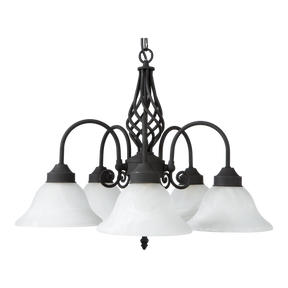 Geneva P5 Blk 5 Light E27 Pendant Black