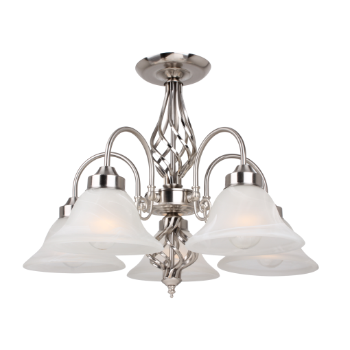 Geneva P5 Sat/Chr 5 Light E27 Pendant Satin Nickel
