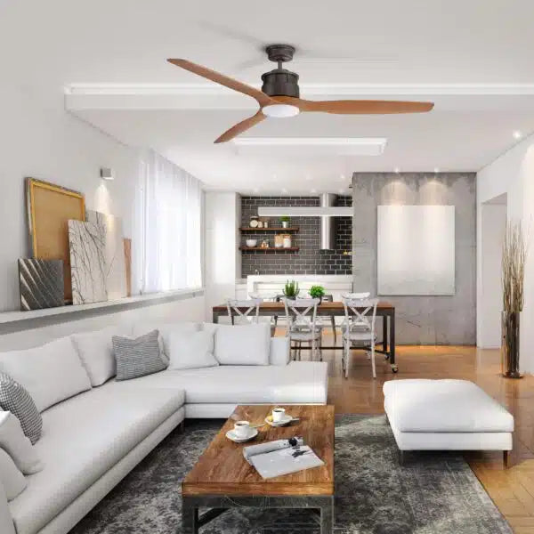 Governor 1520mm 3 Blade Ceiling Fan with 15w Tricolour LED Light Old Bronze Motor Teak Blade