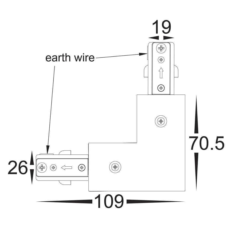 White Single Circuit L-Shape Connector