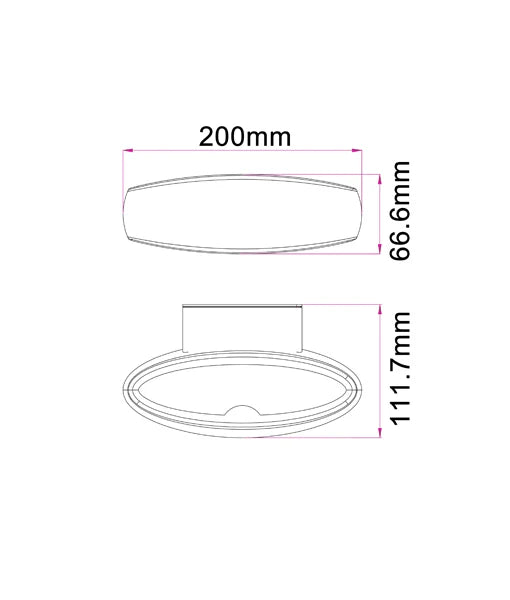 HORUS Exterior LED Matte Black Crescent Surface Mounted Wall Light IP54