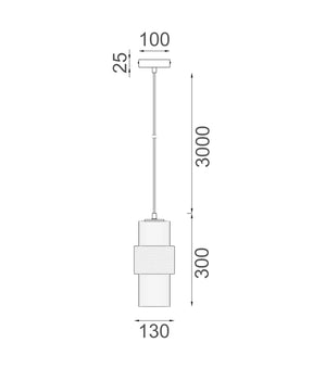 HUECA: Interior Double Cylinder Ribbed with Segment Pendant Lights