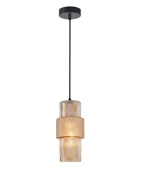 HUECA: Interior Double Cylinder Ribbed with Segment Pendant Lights