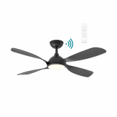 Hampton DC 1320mm 4 ABS Blade WIFI & Remote Control Ceiling Fan with Variable Dim 18w CCT LED Light Matt Black