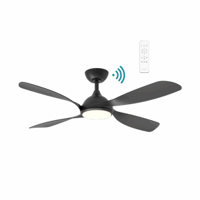 Hampton DC 1320mm 4 ABS Blade WIFI & Remote Control Ceiling Fan with Variable Dim 18w CCT LED Light Matt Black