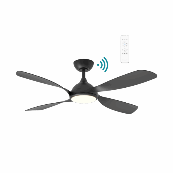 Hampton DC 1320mm 4 ABS Blade WIFI & Remote Control Ceiling Fan with Variable Dim 18w CCT LED Light Matt Black
