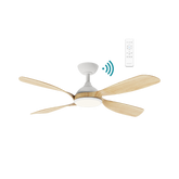 Hampton DC 1320mm 4 ABS Blade WIFI & Remote Control Ceiling Fan with Variable Dim 18w CCT LED Light Matt White/Oak