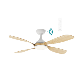Hampton DC 1320mm 4 ABS Blade WIFI & Remote Control Ceiling Fan with Variable Dim 18w CCT LED Light Matt White/Oak