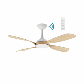 Hampton DC 1320mm 4 ABS Blade WIFI & Remote Control Ceiling Fan Only Matt White/Oak