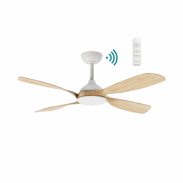 Hampton DC 1320mm 4 ABS Blade WIFI & Remote Control Ceiling Fan Only Matt White/Oak