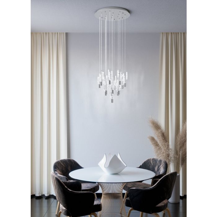 ALEMDINA H/L 15X2.1W LED TRI-COL CHR