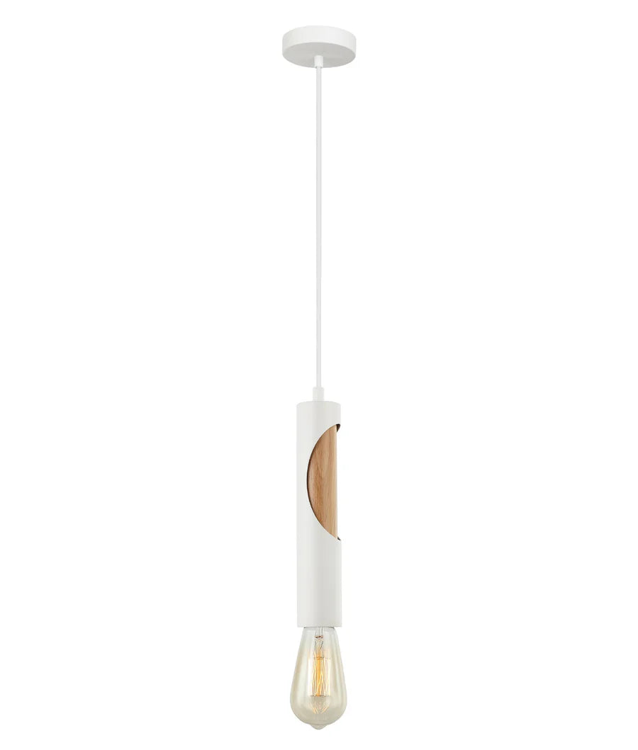 IDA: Interior Iron & Blonde Wood Tube Pendant Lights