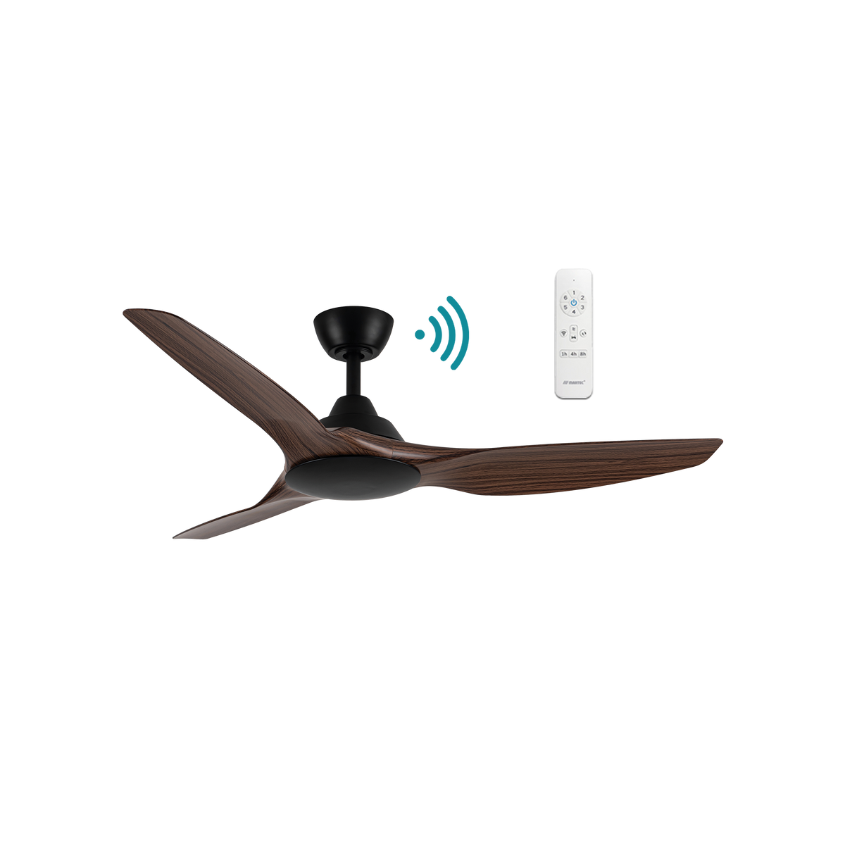Impact DC 1320mm 3 ABS Blade WIFI & Remote Control Ceiling Fan Only Matt Black/Walnut