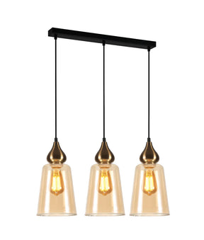 JEREZ: Bronze Amber/ Smokey Black Ellipse Glass Flat Top Pendant Lights