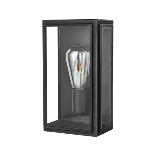 Kent Blk 1 Light E27 Brass Flush Wall Exterior