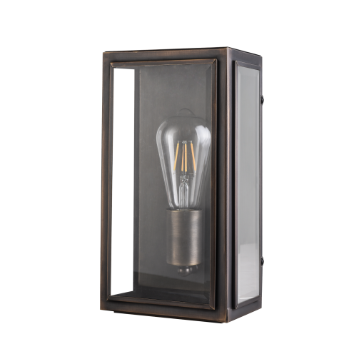 Kent Blk 1 Light E27 Brass Flush Wall Exterior