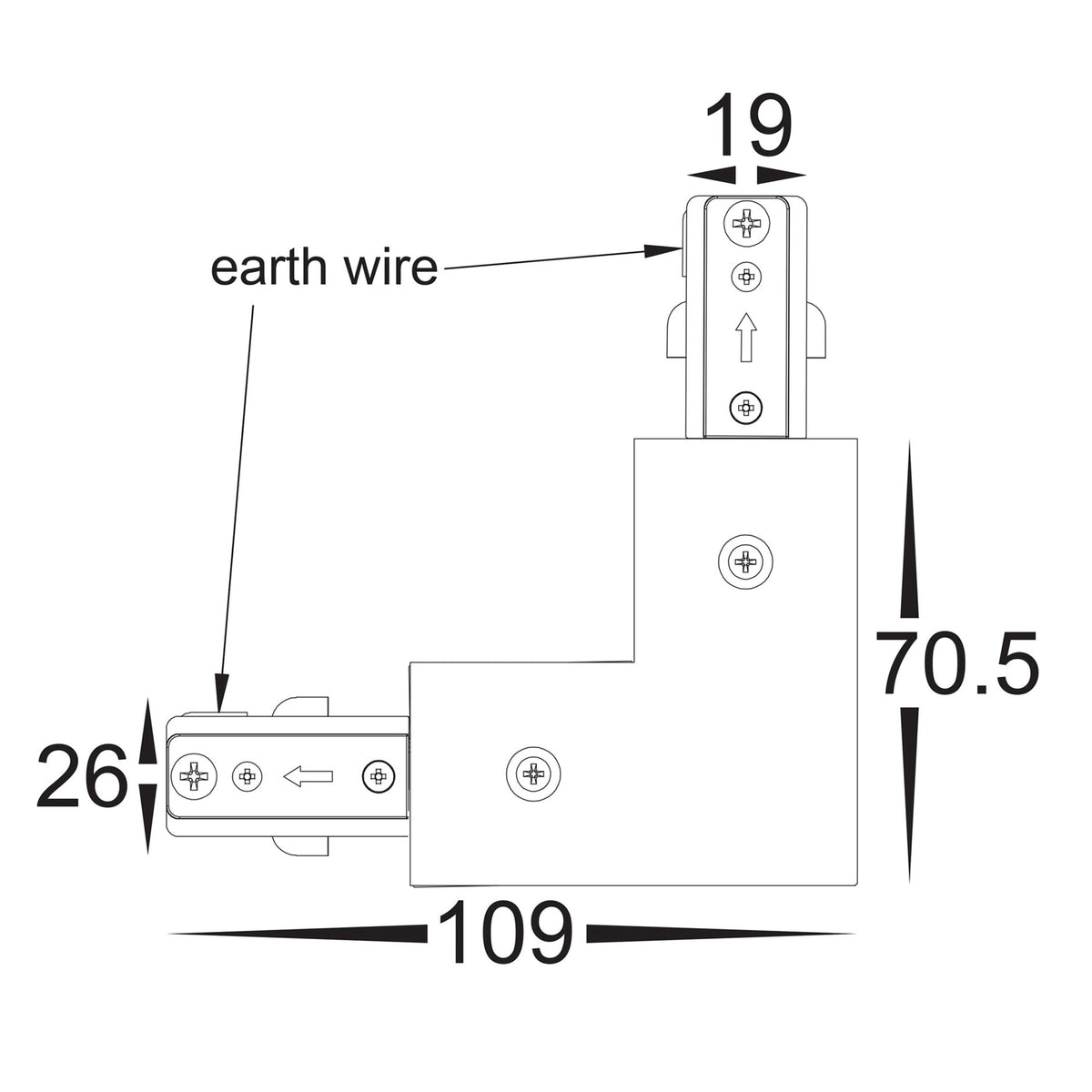 Black Single Circuit L-Shape Connector