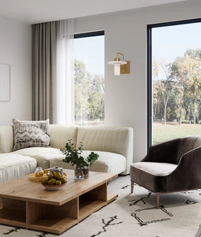 WALL Int S/M SES WH Alabaster w/Brass Highlight & SQR Base Cylinder OD200mm (Shade)