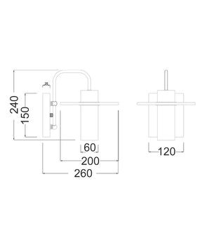 WALL Int S/M SES WH Alabaster w/Brass Highlight & SQR Base Cylinder OD200mm (Shade)