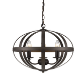 Lincon P3 Iron 3 Light Small 45cm E14 Pendant Weathered Iron