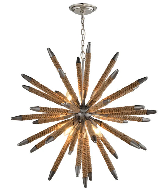 MAZZA: Medieval Style Natural Rope 8 light Pendant Light