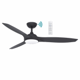 Newport DC 1420mm 3 ABS Blade WIFI & Remote Control Ceiling Fan with Variable Dim 18w CCT LED Light Matt Black