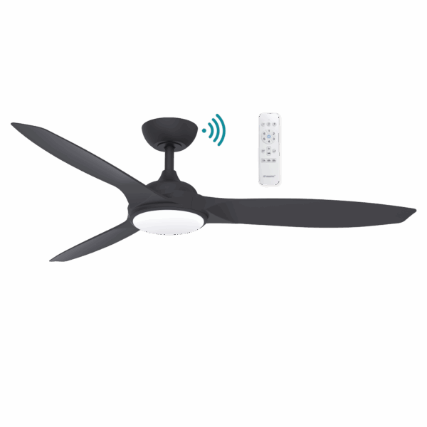 Newport DC 1420mm 3 ABS Blade WIFI & Remote Control Ceiling Fan with Variable Dim 18w CCT LED Light Matt Black