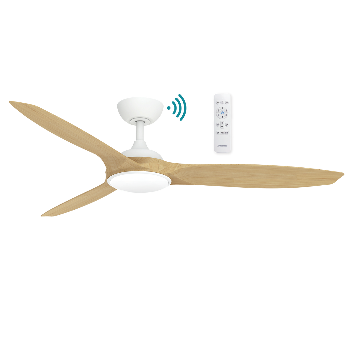 Newport DC 1420mm 3 ABS Blade WIFI & Remote Control Ceiling Fan with Variable Dim 18w CCT LED Light White/Oak