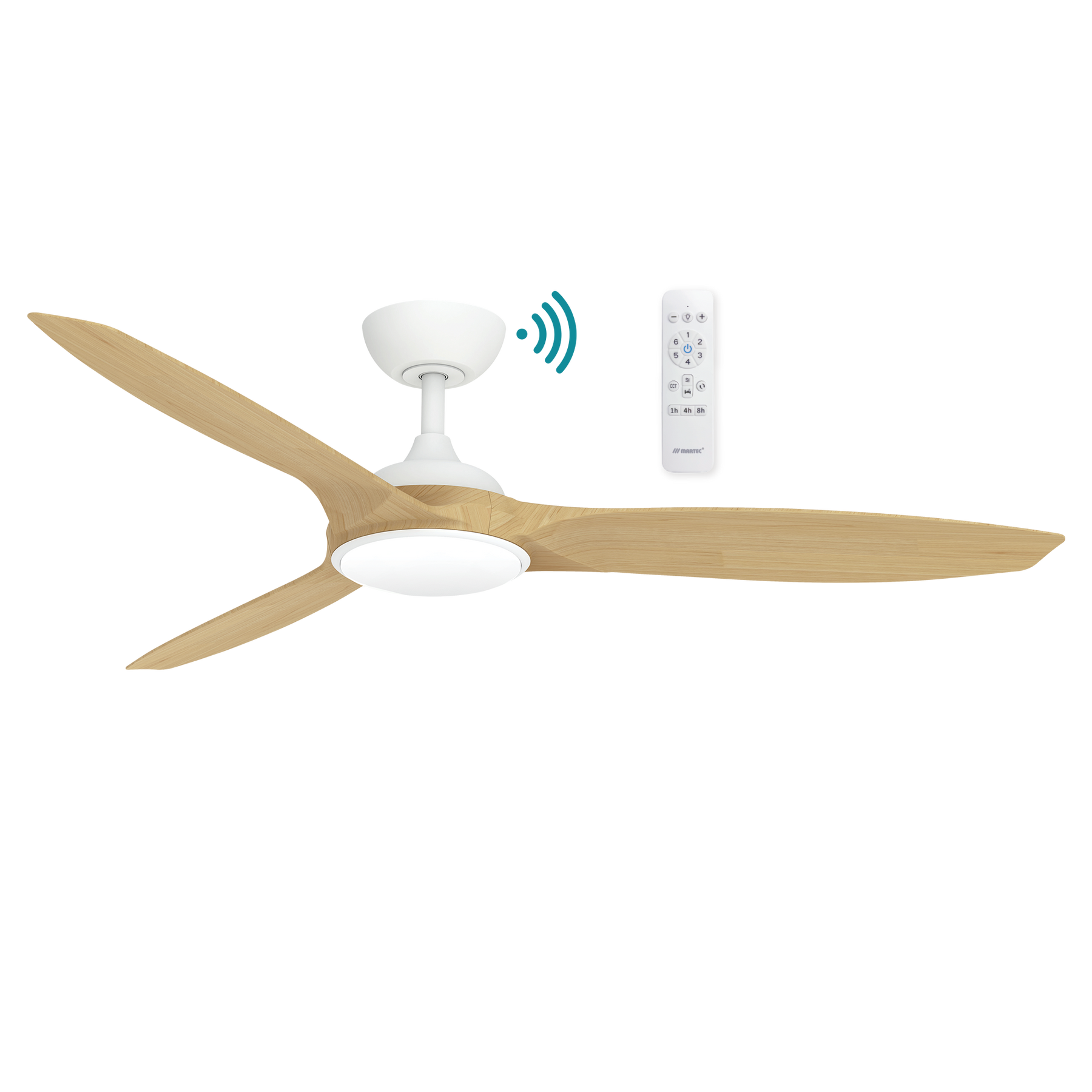 Newport DC 1420mm 3 ABS Blade WIFI & Remote Control Ceiling Fan with Variable Dim 18w CCT LED Light White/Oak